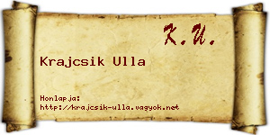 Krajcsik Ulla névjegykártya